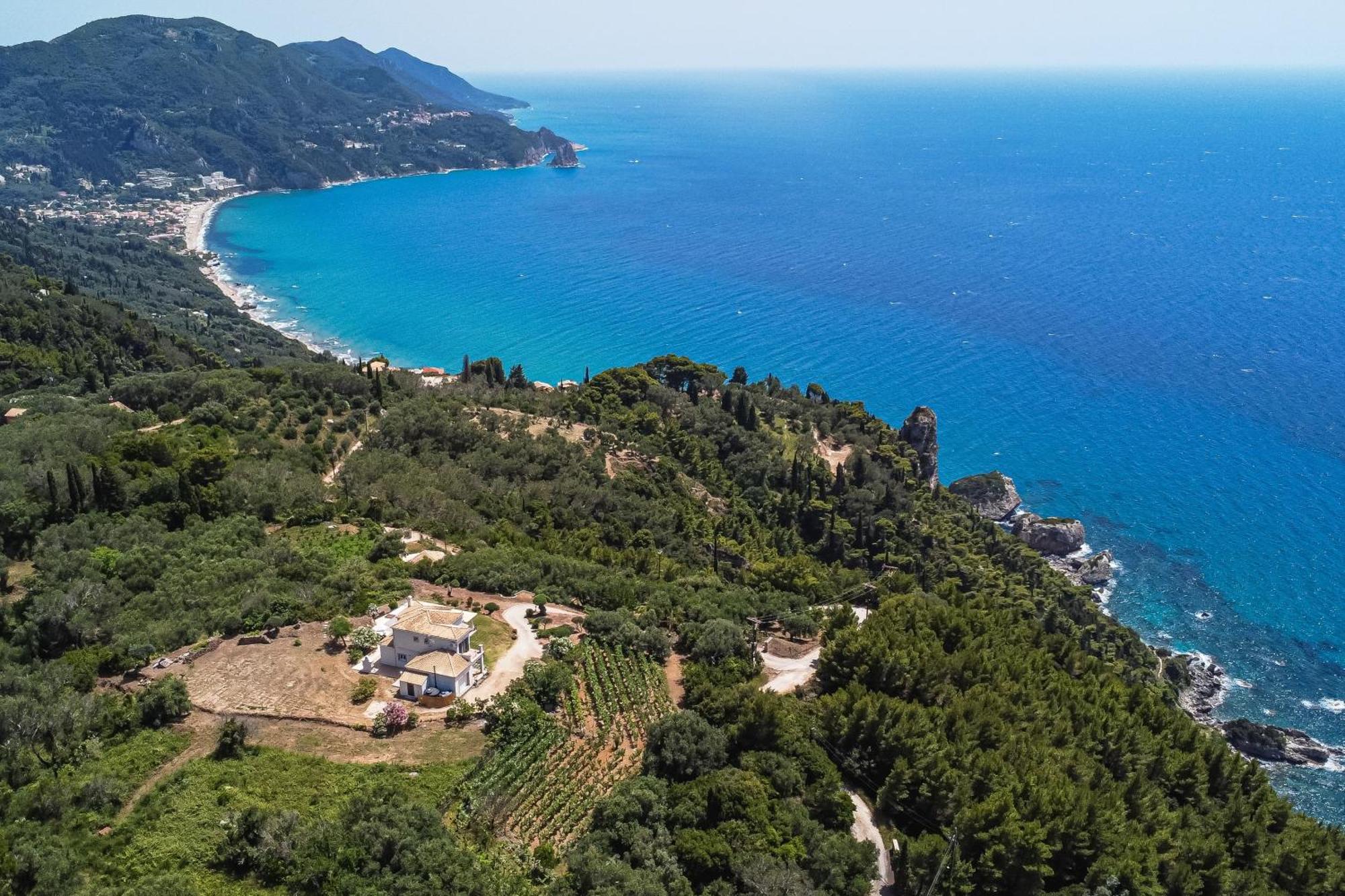 Villa Vardia-Amazing Seaviews With Heated Pool Sinarades Bagian luar foto