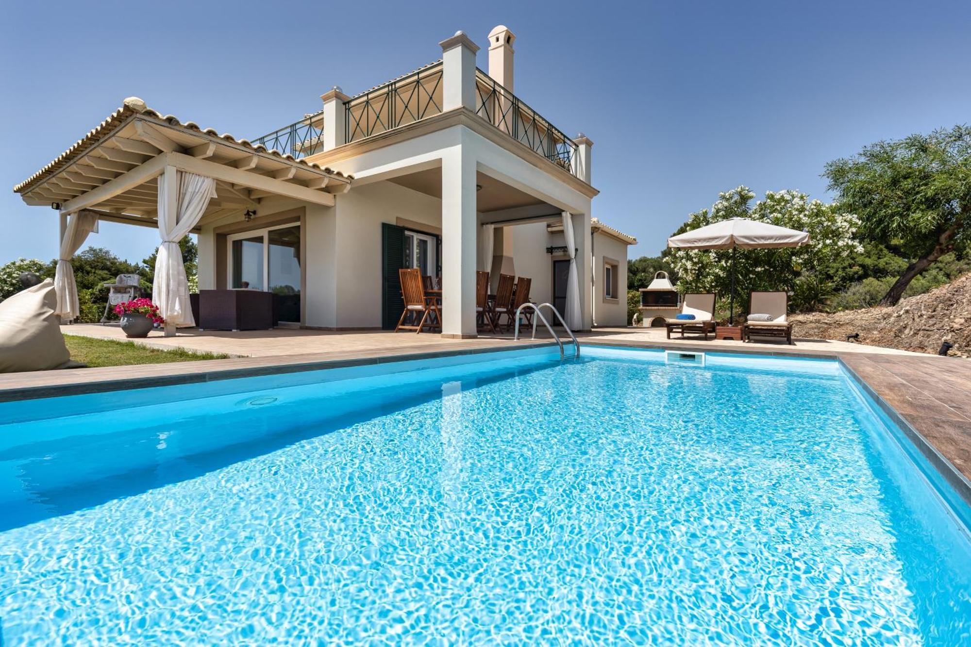 Villa Vardia-Amazing Seaviews With Heated Pool Sinarades Bagian luar foto