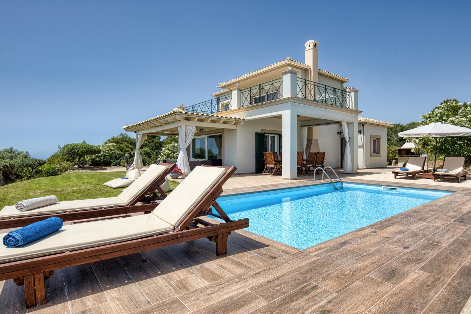 Villa Vardia-Amazing Seaviews With Heated Pool Sinarades Bagian luar foto
